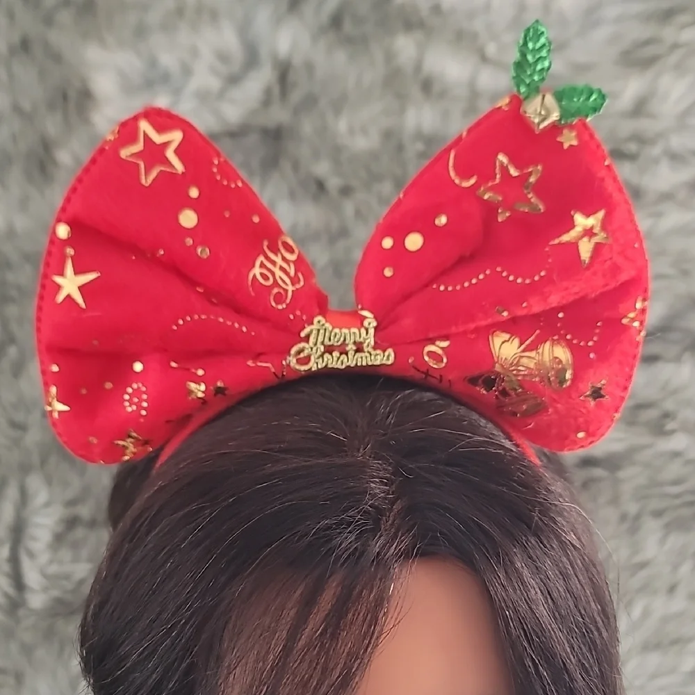 Festive Red Christmas Bow Headband